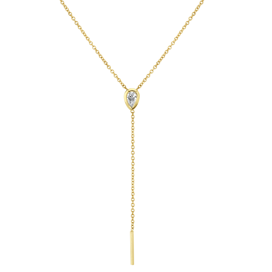 Marrow Fine Jewelry Bezel Set Pear White Diamond Stillwater Lariat [Yellow Gold]