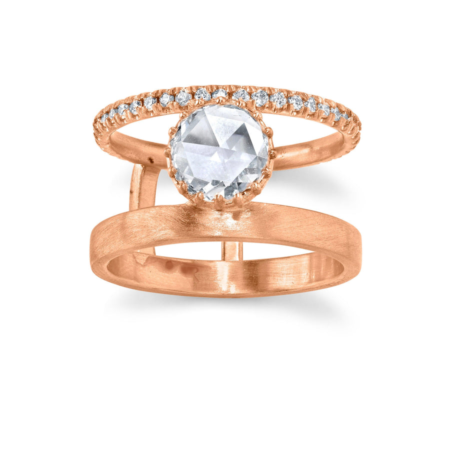 Marrow Fine Jewelry Low Profile Rose Cut And Pave Diamond Engagement Ring [Rose Gold]