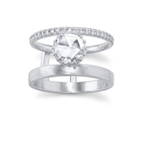 Marrow Fine Jewelry Low Profile Rose Cut And Pave Diamond Engagement Ring [White Gold]