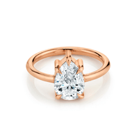 Marrow Fine Jewelry White Diamond Pear Solitaire Stackable Engagement Ring With Claw Prongs [Rose Gold]