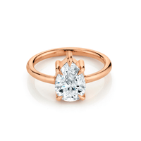 Marrow Fine Jewelry White Diamond Pear Solitaire Stackable Engagement Ring With Claw Prongs [Rose Gold]