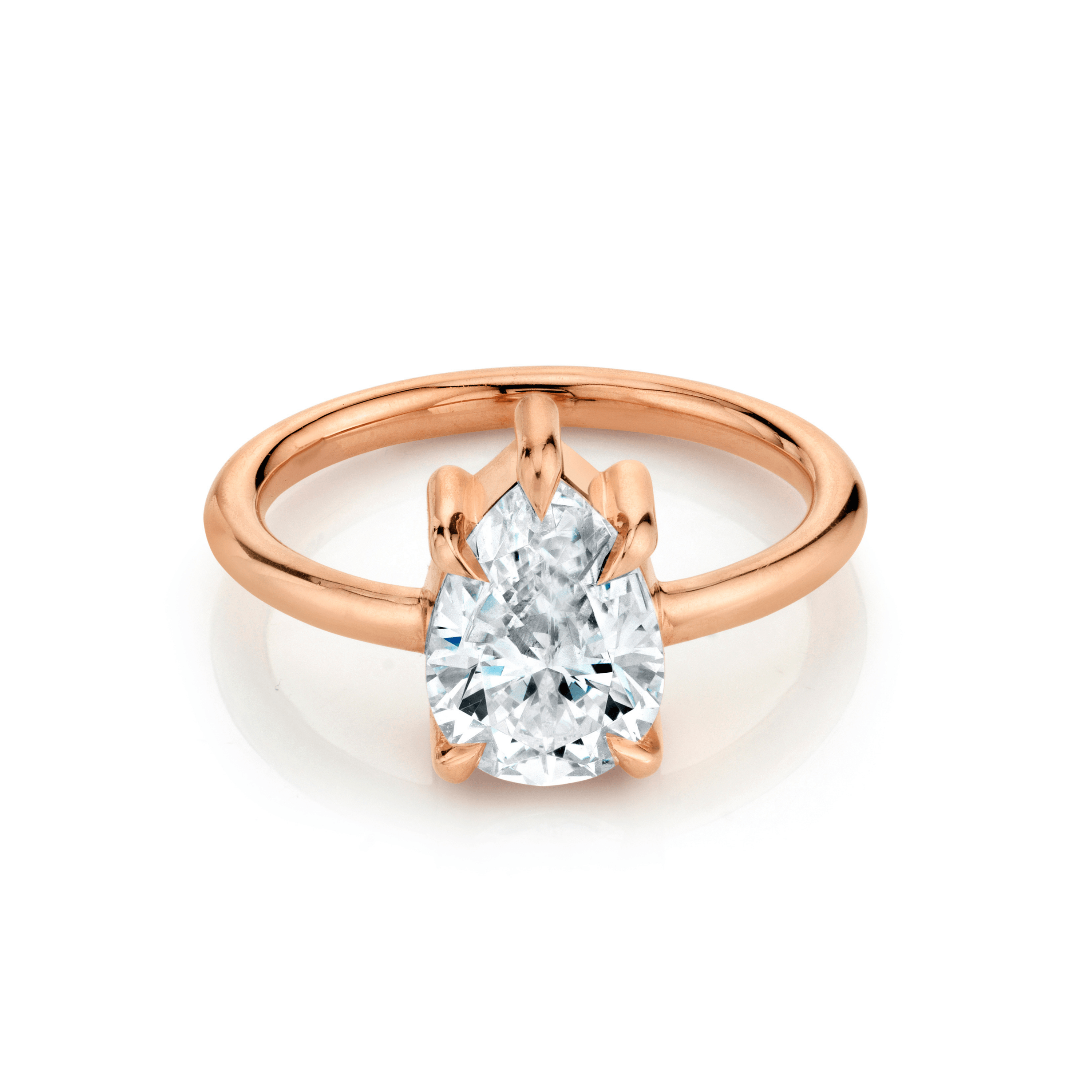 Marrow Fine Jewelry White Diamond Pear Solitaire Stackable Engagement Ring With Claw Prongs