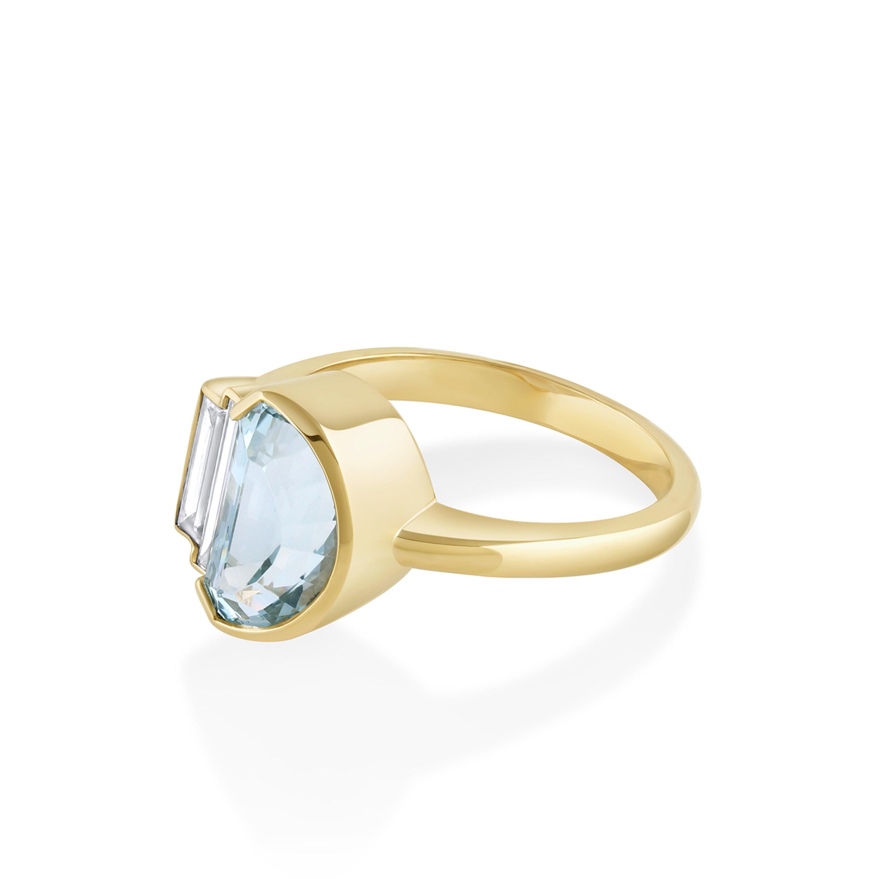 Marrow Fine Jewelry 2.25ct Aquamarine Half Moon Ring