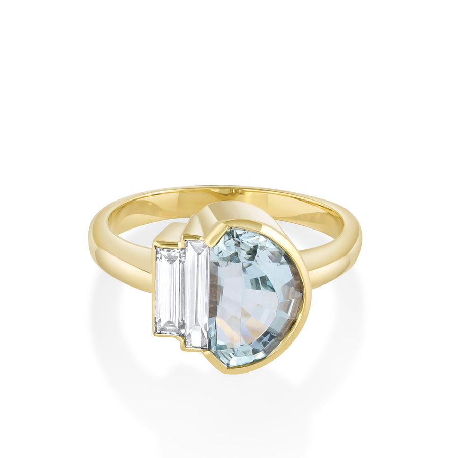 Marrow Fine Jewelry 2.25ct Aquamarine Half Moon Ring [Yellow Gold]