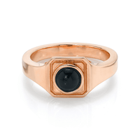 Marrow Fine Jewelry Black Round Onyx Boyfriend Signet Ring [Rose Gold]