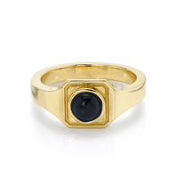 Marrow Fine Jewelry Black Round Onyx Boyfriend Signet Ring [Yellow Gold]