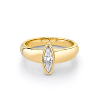 Marrow Fine Jewelry Elongated Bezel Set White Diamond Moval Ring [Yellow Gold]