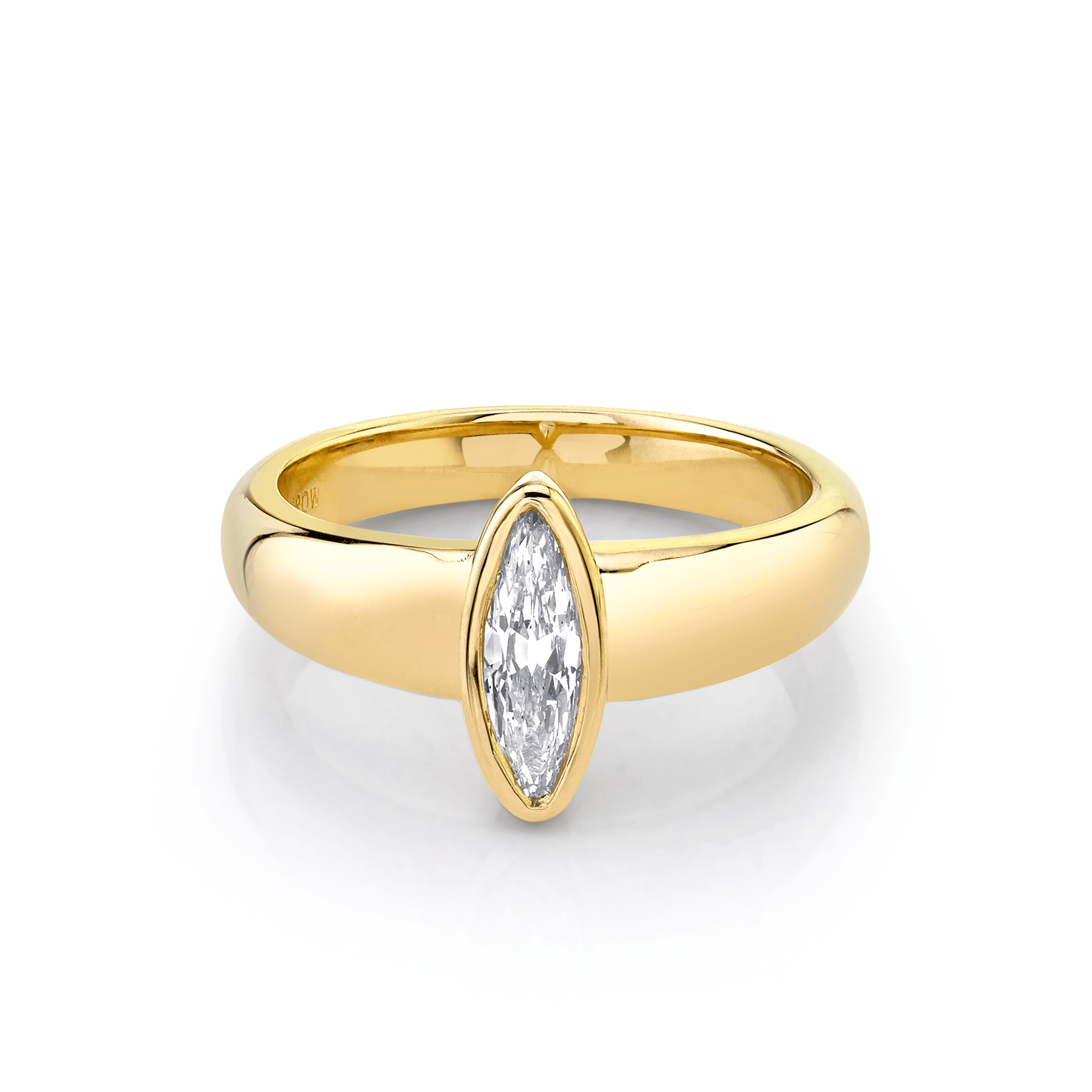 Marrow Fine Jewelry Elongated Bezel Set White Diamond Moval Ring