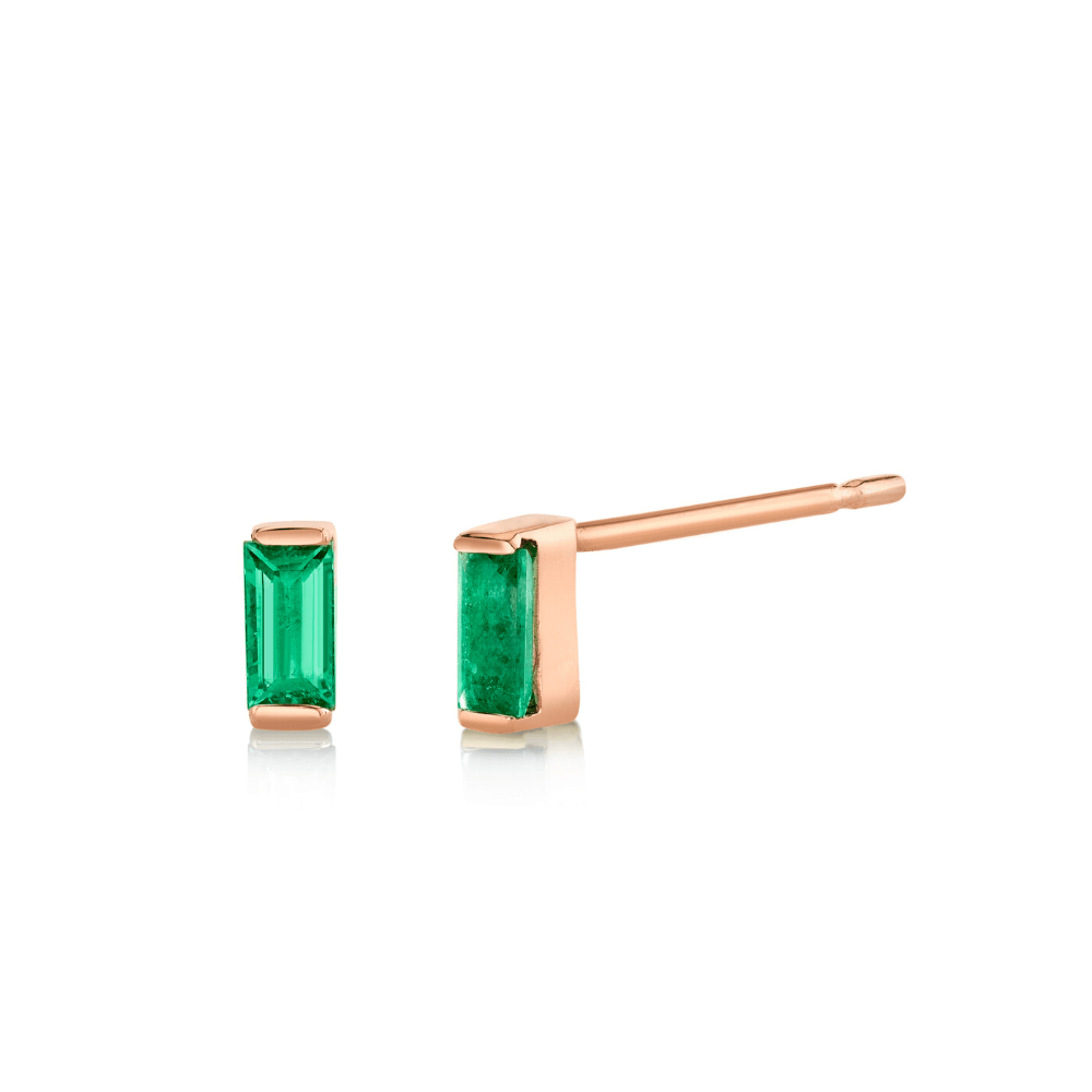 Marrow Fine Jewelry Emerald Baguette Stud Earrings