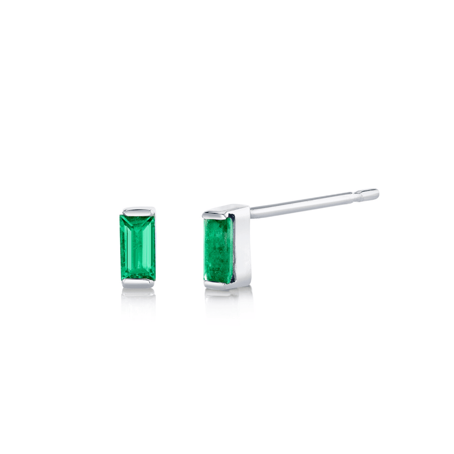 Marrow Fine Jewelry Emerald Baguette Stud Earrings [White Gold]