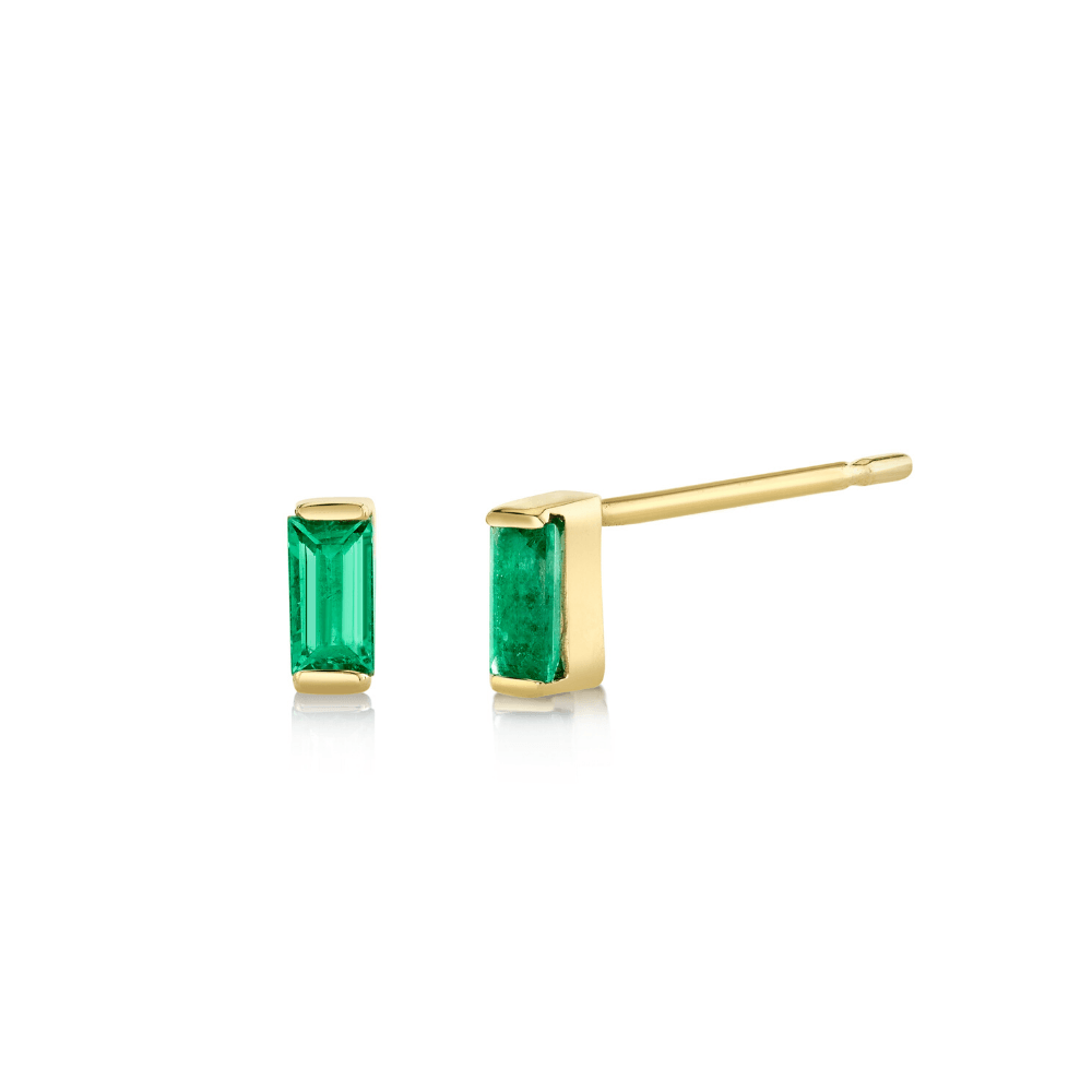 Marrow Fine Jewelry Emerald Baguette Stud Earrings