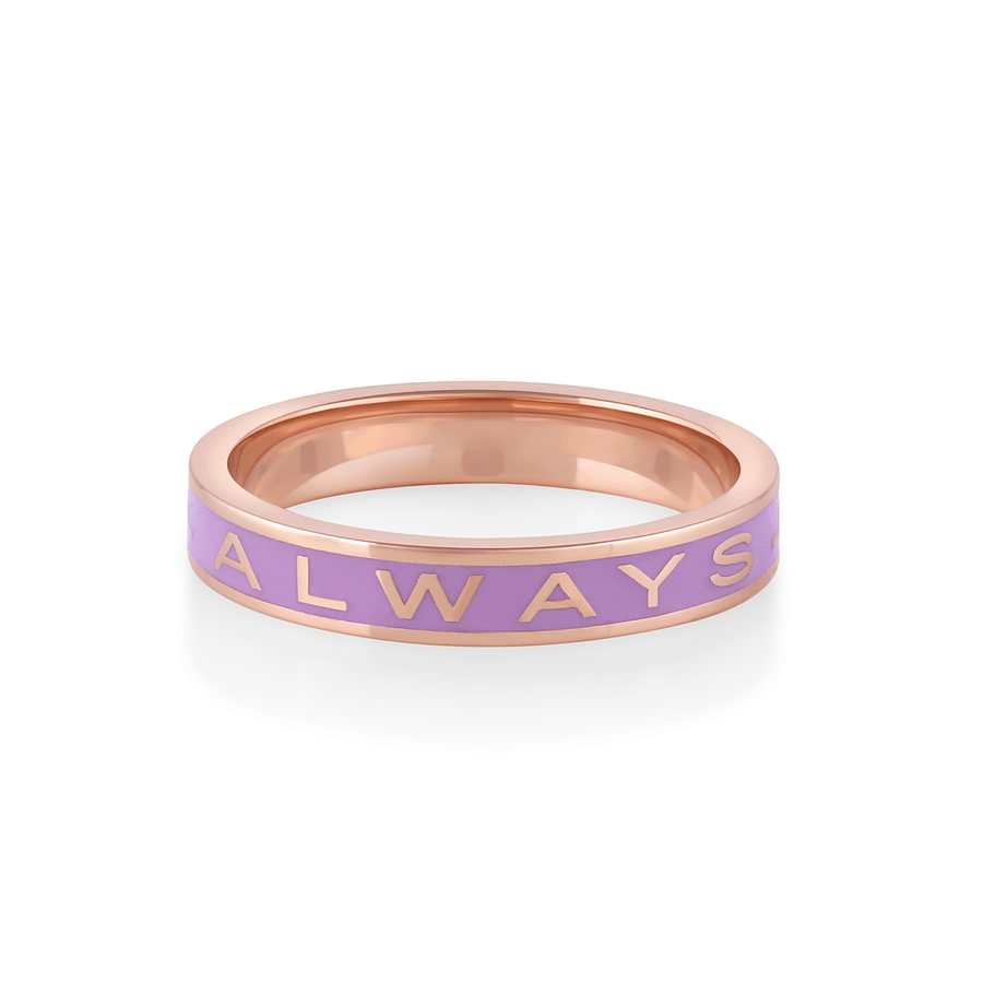 "Always" Gold Memory Ring - Lavender Enamel