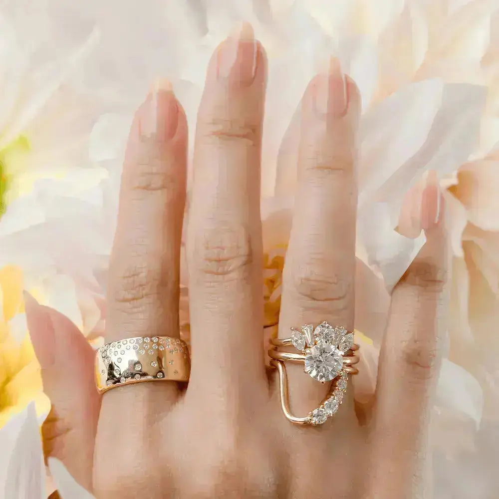 Solitaire engagement ring with stackable bands discount