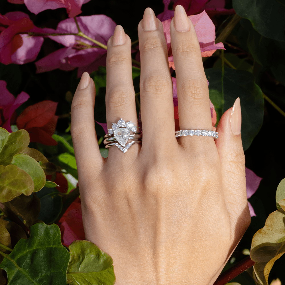 A Pear Engagement How To Wear Engagement Ring And Band How To Wear