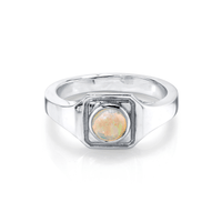 Marrow Fine Jewelry Opal Boyfriend Signet Solid Gold Ring [White Gold]