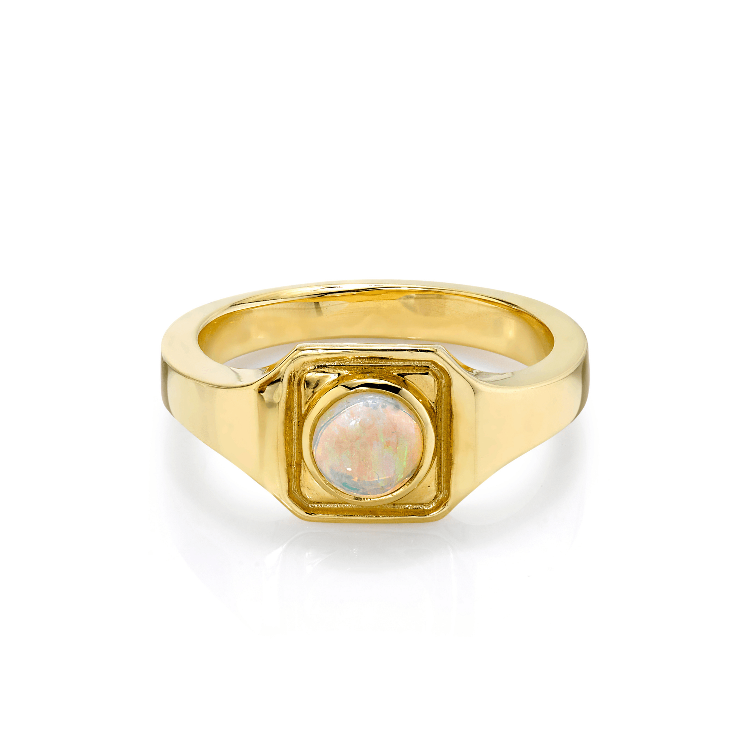 Marrow Fine Jewelry Opal Boyfriend Signet Solid Gold Ring