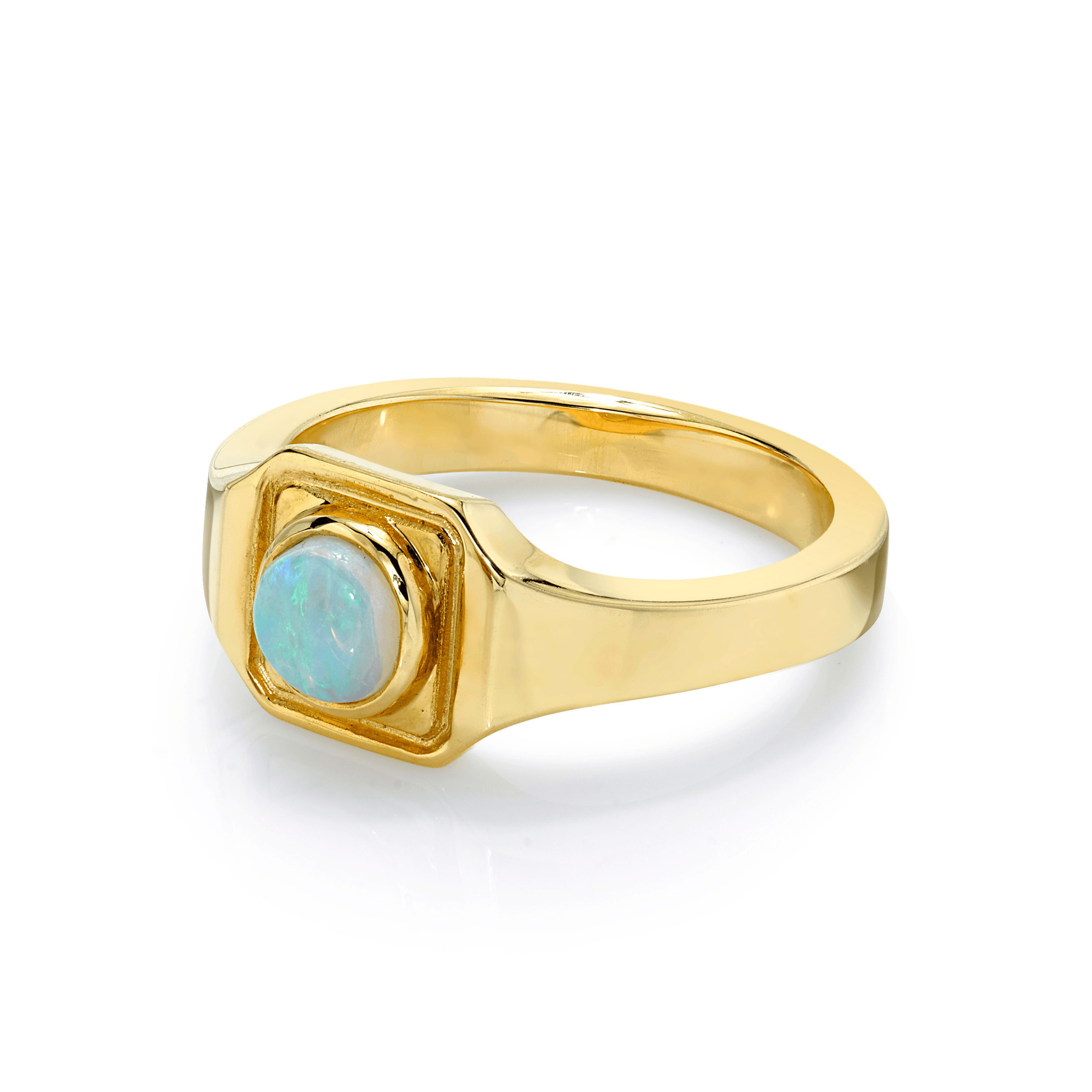 Marrow Fine Jewelry Opal Boyfriend Signet Solid Gold Ring