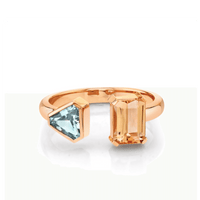 Marrow Fine Jewelry Aquamarine Topaz Open Shank Toi Et Moi Ring [Rose Gold]