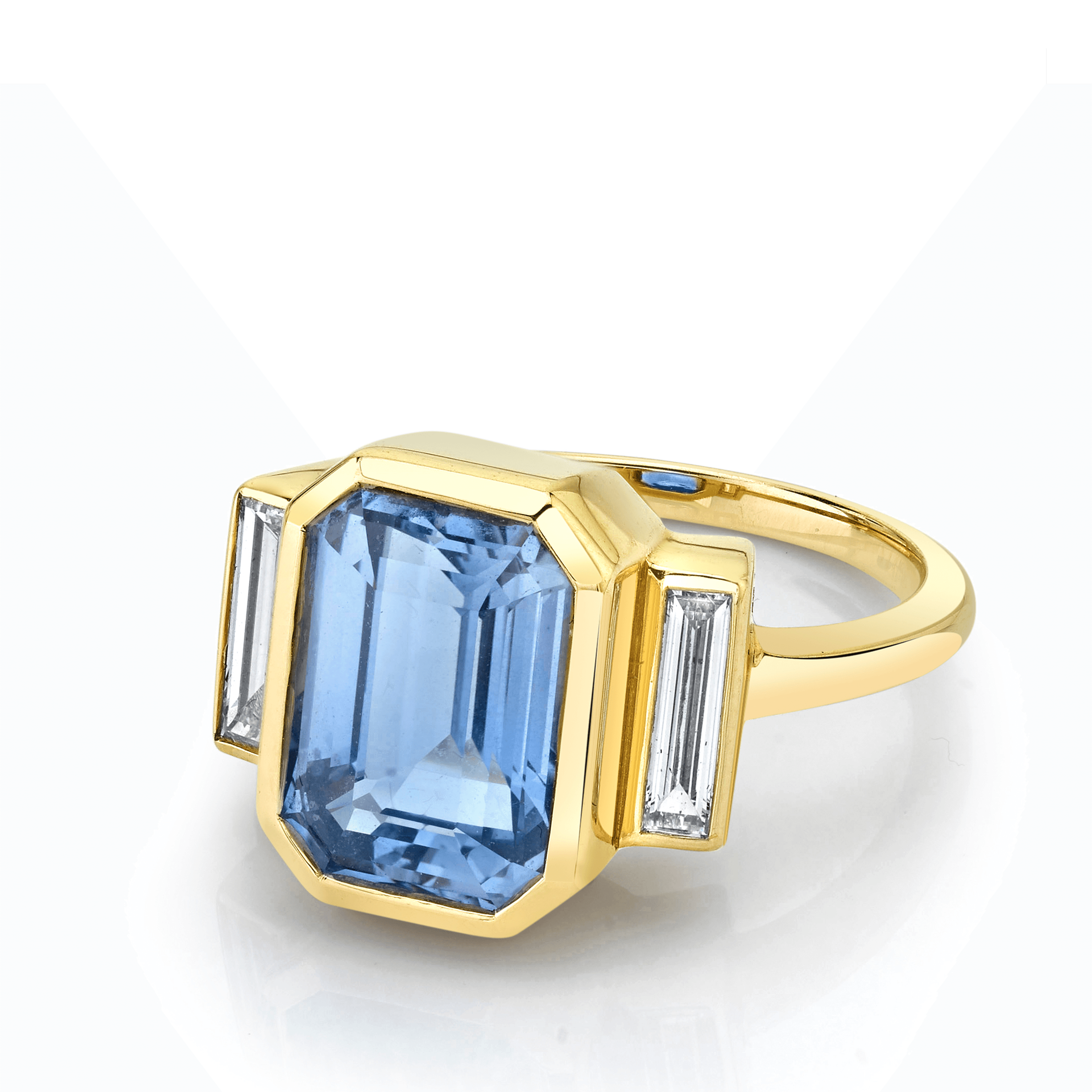 Marrow Fine Jewelry Blue Sapphire White Diamond Baguette Ring