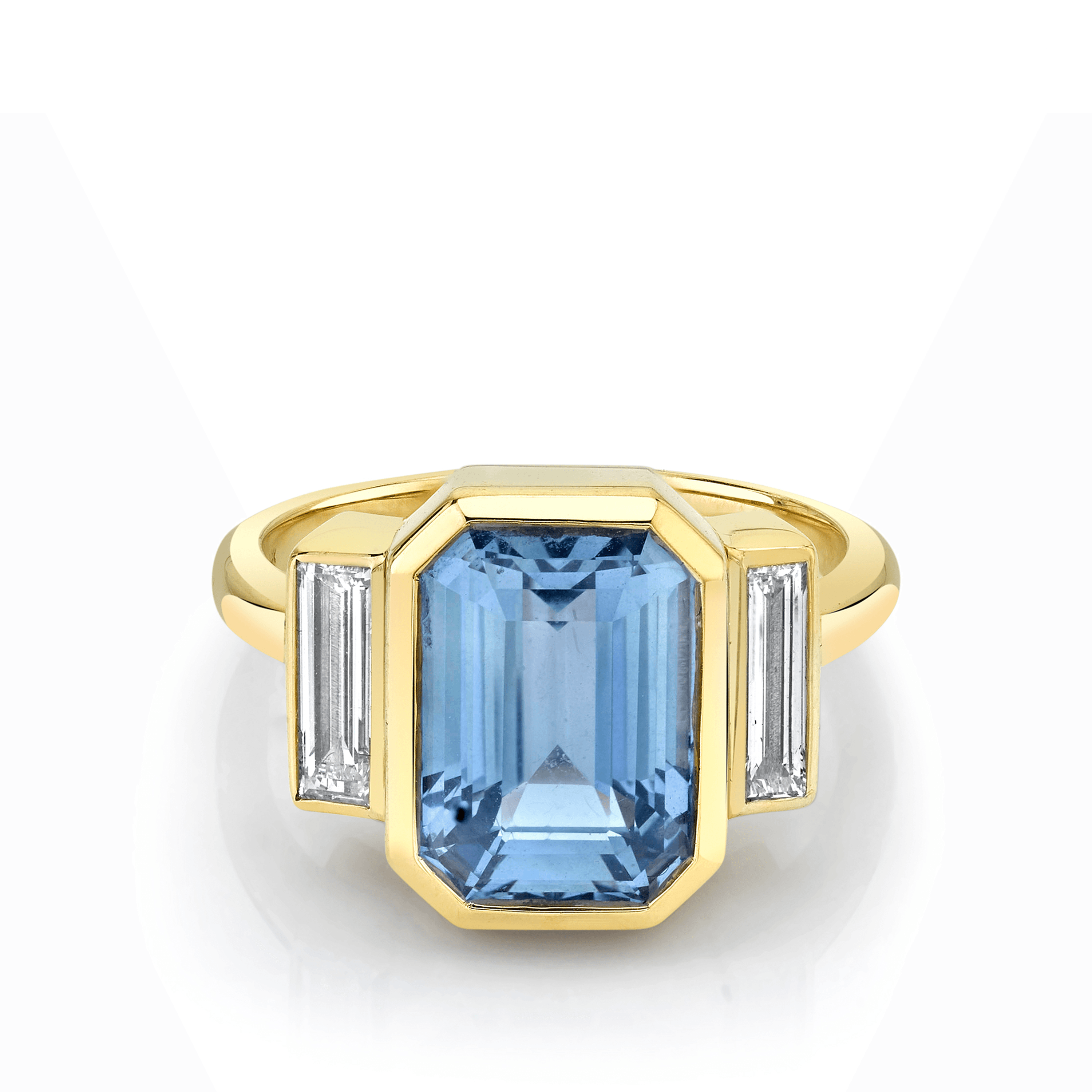 Marrow Fine Jewelry Blue Sapphire White Diamond Baguette Ring