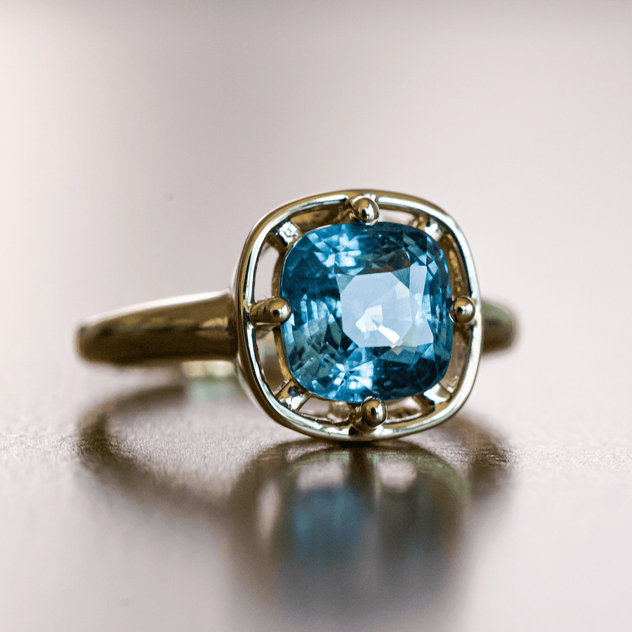 Marrow Fine Jewelry Teal Sapphire Georgia Solitaire Ring [Yellow Gold]