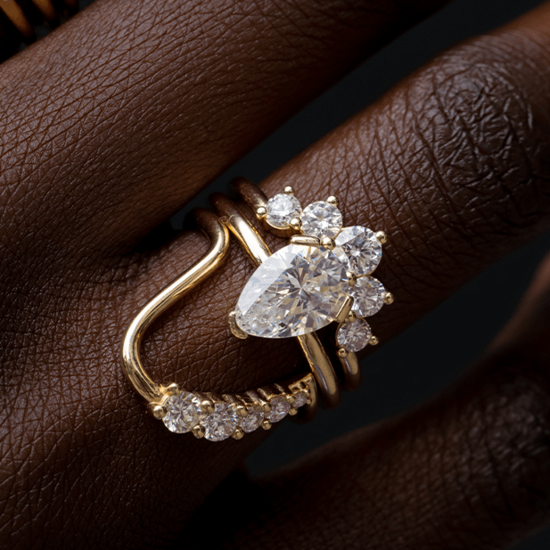 Pear shaped engagement ring and wedding band clearance
