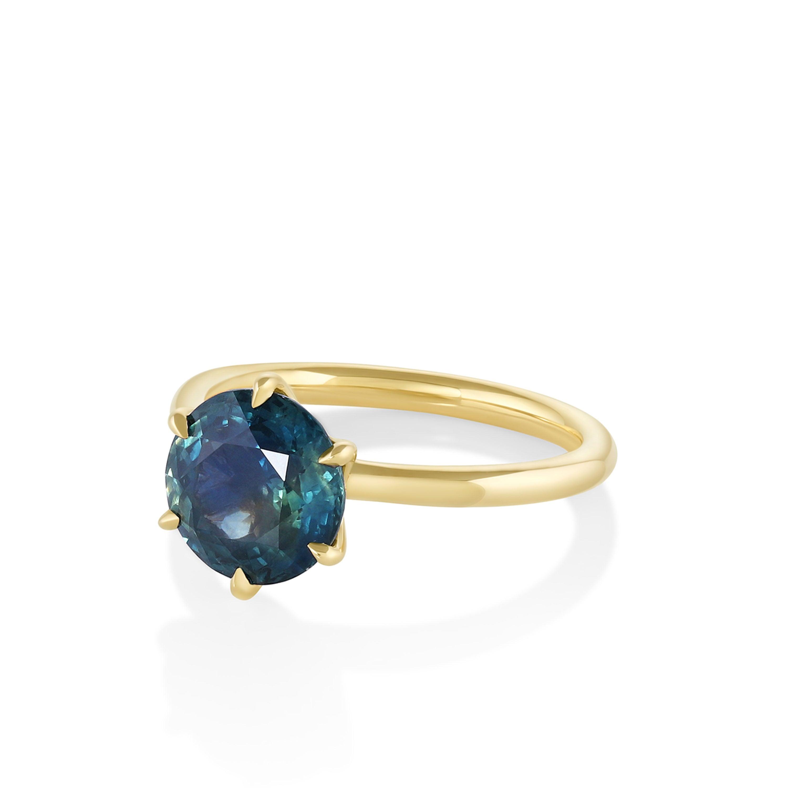 Watercolor sapphire engagement ring