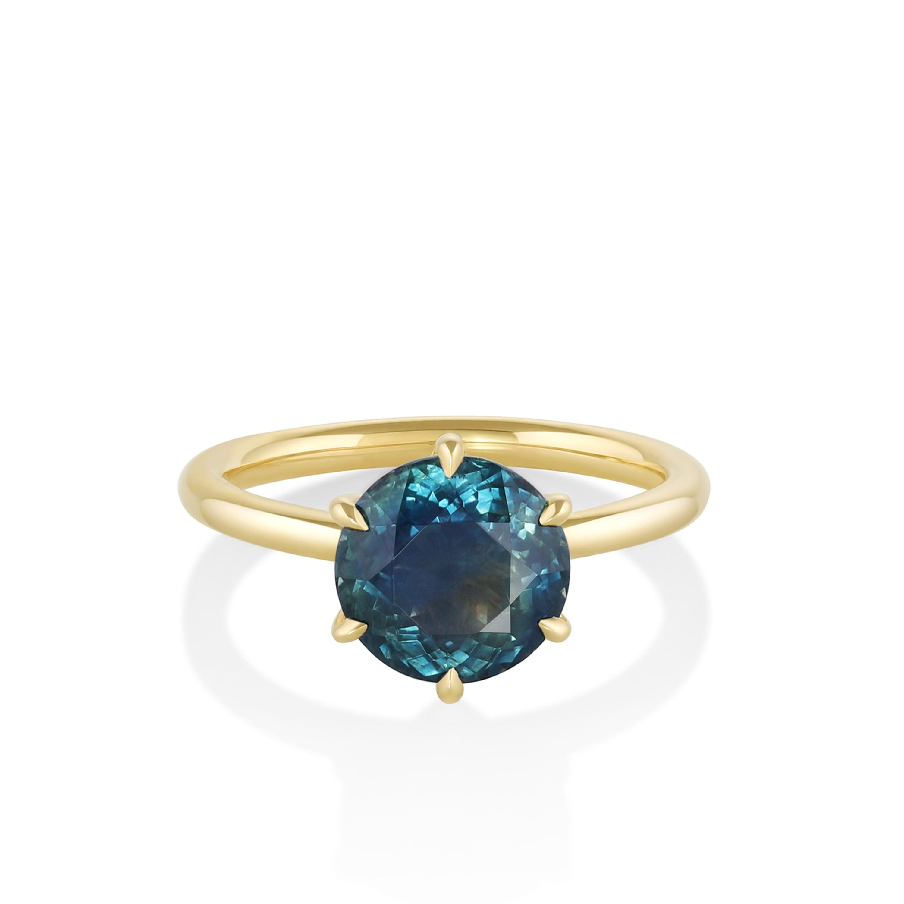 Watercolor sapphire engagement ring