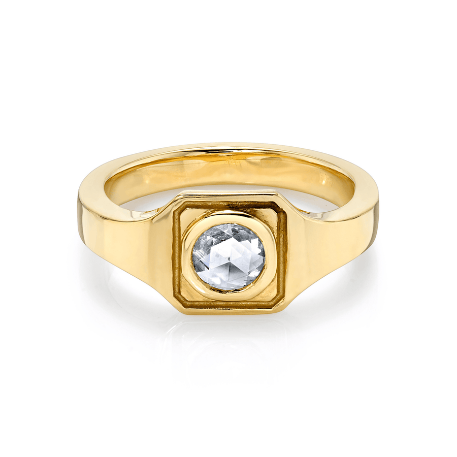 Marrow Fine Jewelry White Diamond Rose Cut Boyfriend Signet Ring [Yellow Gold]