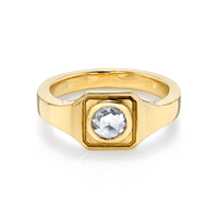 Marrow Fine Jewelry White Diamond Rose Cut Boyfriend Signet Ring [Yellow Gold]