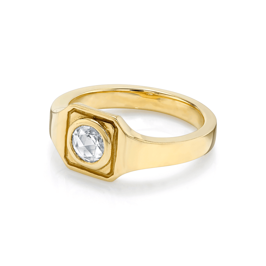 Marrow Fine Jewelry White Diamond Rose Cut Boyfriend Signet Ring [Yellow Gold]