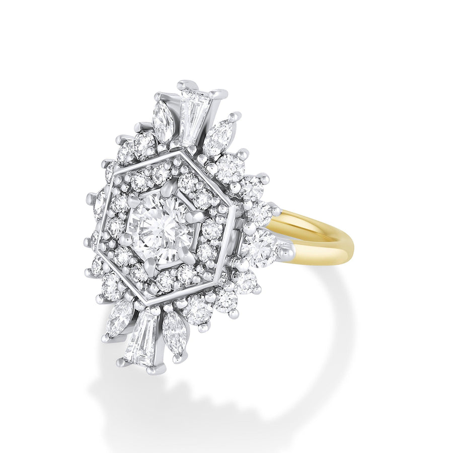 Marrow Fine Jewelry Two-Tone White Diamond Stella Ring [Yellow Gold]