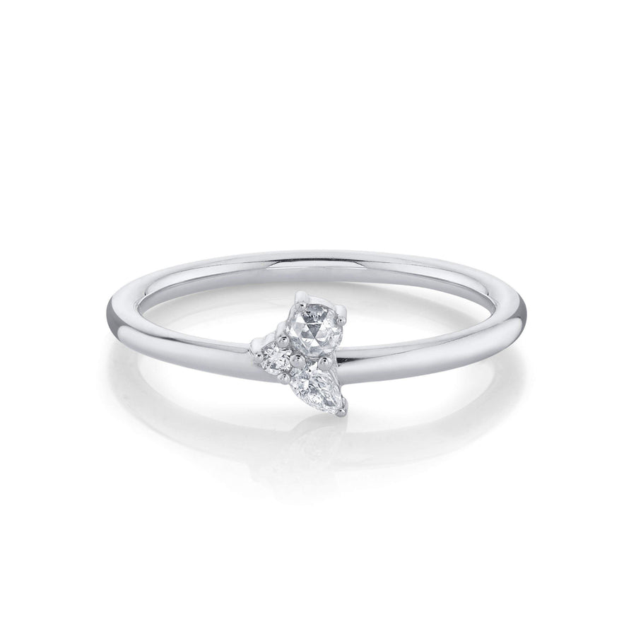 Marrow Fine Jewelry White Diamond Three Stone Mini Cluster Engagement And Stacking Ring [White Gold]