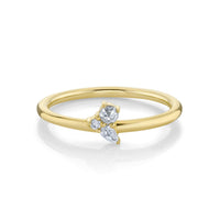 Marrow Fine Jewelry White Diamond Three Stone Mini Cluster Engagement And Stacking Ring [Yellow Gold]